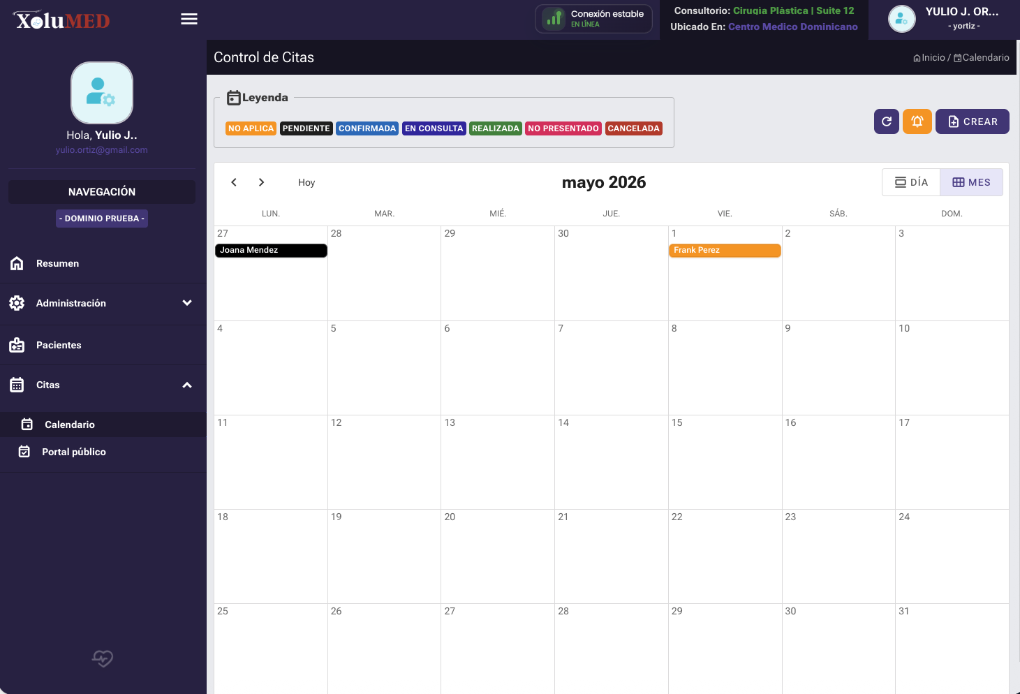 Configuración de Google Calendar dentro de XoluMED